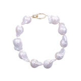 Freshwater Baroque  White  11-13mm  Fireball Pearls  Bracelet