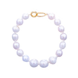 Freshwater Baroque  White  11-12mm  Round Baroque  Bracelet