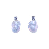 Freshwater Baroque  White  13-15mm  Fireball Pearls  Earring