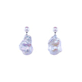 Freshwater Baroque  White  13-15mm  Fireball Pearls  Earring