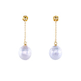 Freshwater Baroque  White  11-12mm  Round Baroque  Earring