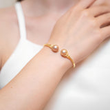 SHAO JEWELRY 2 Pcs Natural Freshwater  Edison Pearl  10-11mm S925 Pearl bangle bracelet Elegant Design For Daily  Wear