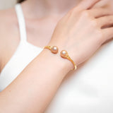 SHAO JEWELRY 2 Pcs Natural Freshwater  Edison Pearl  10-11mm S925 Pearl bangle bracelet Elegant Design For Daily  Wear