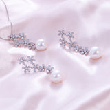 SHAO JEWELRY 3 Pcs Snowflake Natural Freshwater  Edison Pearl  10-11mm S925 Pearl Set Luxury Design For Wedding Wear