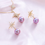 SHAO JEWELRY 3 Pcs Hexgonal Star  Natural Freshwater  Edison Pearl  10-11mm S925 Pearl Set Luxury Design For Wedding  Wear