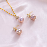 SHAO JEWELRY  3 Pcs Square Natural Freshwater  Edison Pearl  10-11mm S925 Pearl Set Fashion Design For Daily  Wear