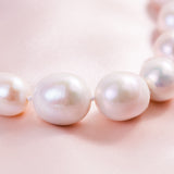 Freshwater Baroque  White  11-12mm  Round Baroque  Necklace