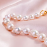 Freshwater Baroque  White  11-12mm  Round Baroque  Necklace