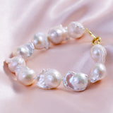 Freshwater Baroque  White  11-13mm  Fireball Pearls  Bracelet