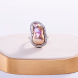 Freshwater Baroque  Purple  15-17mm  Fireball Pearls  Ring