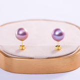 Freshwater Akoya  Purple  8-8.5mm  Round Pearls  Earring