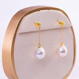 Freshwater Baroque  White  11-12mm  Round Baroque  Earring