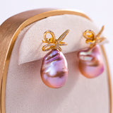 Freshwater Baroque  Purple  13-15mm  Fireball Pearls  Earring