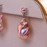 Freshwater Baroque  Purple  13-15mm  Fireball Pearls  Earring