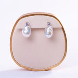 Freshwater Baroque  White  13-15mm  Fireball Pearls  Earring