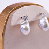 Freshwater Baroque  White  13-15mm  Fireball Pearls  Earring