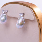 Freshwater Baroque  White  13-15mm  Fireball Pearls  Earring