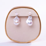 Freshwater Baroque  White  13-15mm  Fireball Pearls  Earring