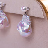 Freshwater Baroque  White  13-15mm  Fireball Pearls  Earring