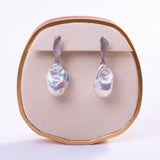 Freshwater Baroque  White  13-15mm  Fireball Pearls  Earring