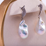 Freshwater Baroque  White  13-15mm  Fireball Pearls  Earring