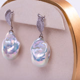 Freshwater Baroque  White  13-15mm  Fireball Pearls  Earring