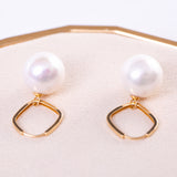 Freshwater Edison  White  10-11mm  Round Pearls  Earring