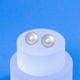 Mabe  White  12-13mm  Round Pearls  Earring