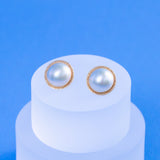 Mabe  White  12-13mm  Round Pearls  Earring