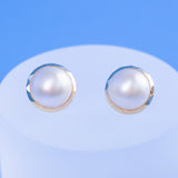 Mabe  White  12-13mm  Round Pearls  Earring