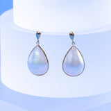 Mabe  White  12-13mm  Teardrop Pearls  Earring