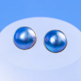 Mabe  Blue  12-13mm  Round Pearls  Earring