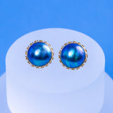 Mabe  Blue  12-13mm  Round Pearls  Earring