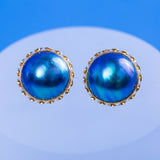 Mabe  Blue  12-13mm  Round Pearls  Earring