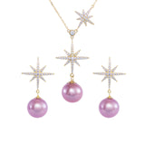 SHAO JEWELRY 3 Pcs Hexgonal Star  Natural Freshwater  Edison Pearl  10-11mm S925 Pearl Set Luxury Design For Wedding  Wear