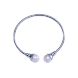 SHAO JEWELRY 2 Pcs Natural Freshwater  Edison Pearl  10-11mm S925 Pearl bangle bracelet Elegant Design For Daily  Wear