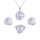 SHAO JEWELRY 4 Pcs Bird Nest Natural Freshwater  Edison Pearl  10-11mm S925 Pearl Set Fashion Design For Daily  Wear