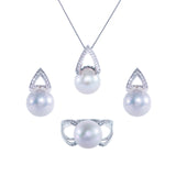 SHAO JEWELRY 4 Pcs S Series Natural Freshwater  Edison Pearl  10-11mm S925 Pearl Set Fashion Design For Daily  Wear